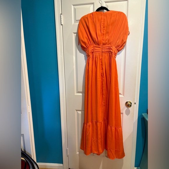 French Connection Audrey satin maxi dress orange 6 new with tags - Picture 6 of 7